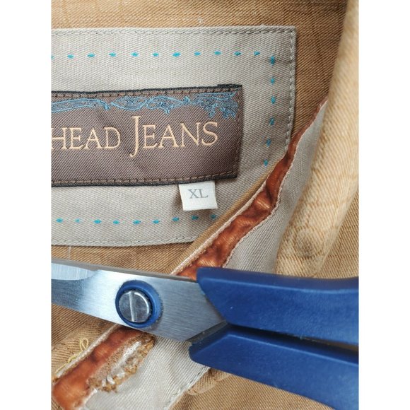 Rare Territory Ahead Jeans Cotton Brown Scale Style Button Up Shirt - Picture 5 of 12